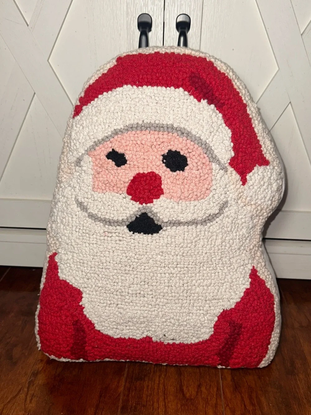Handmade Santa Face Hooked Decorative Pillow